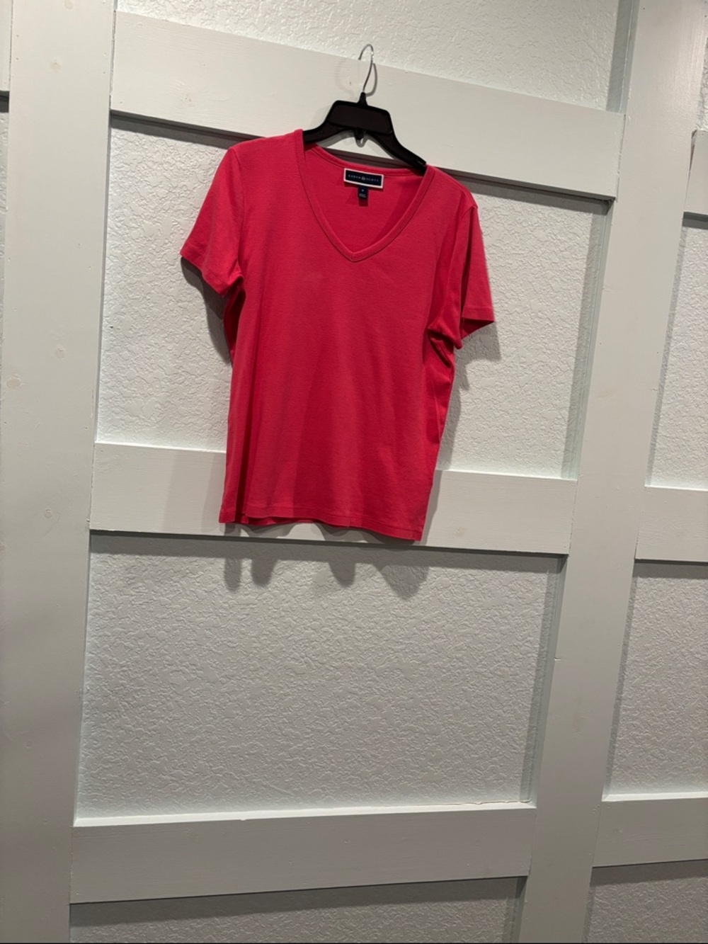 Karen Scott Coral Pink V-Neck Short Sleeve Tee